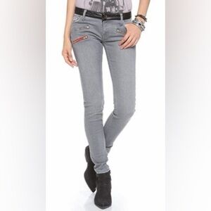 Etienne Marcel Gray Denim Low Rise Moto Jeans